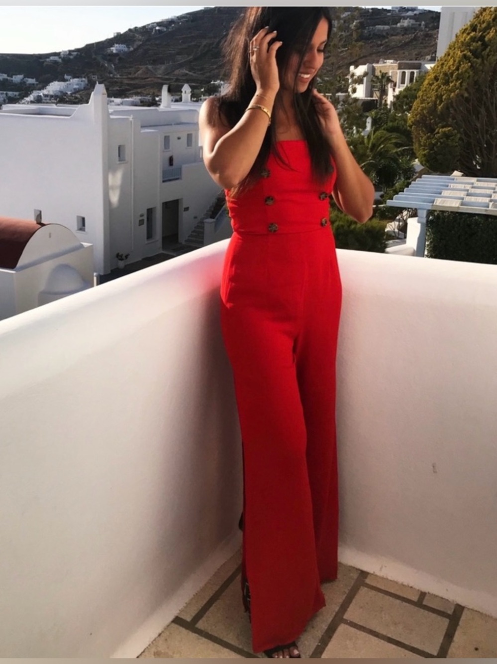 Forever 21 SeXy Red Strapless Wide-Leg Jumpsuit Size XL
